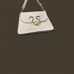 JW ANDERSON white calf  leather shoulder bag with gold tone hardware